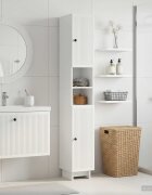 vidaXL Шкаф за баня с отворена рафт EDE Бял гланц 30 x 31 x 190 см