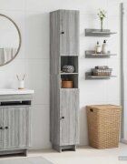 vidaXL Шкаф за баня с отворена рафт EDE Сив Сонома 30 x 31 x 190 см