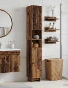vidaXL Шкаф за баня с отворена рафт EDE Старо дърво 30 x 31 x 190 см