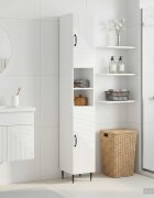 vidaXL Шкаф за баня с отворена рафт HAARLEM Бял гланц 30 x 31 x 190 см