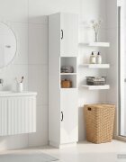 vidaXL Шкаф за баня с отворена рафт HOORN Бял гланц 30 x 31 x 187 см