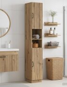 vidaXL Шкаф за баня с отворена рафт HOORN Дъб артизан 30 x 31 x 187 см