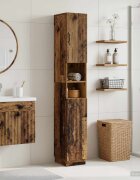 vidaXL Шкаф за баня с отворена рафт HOORN Старо дърво 30 x 31 x 187 см