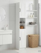 vidaXL Шкаф за баня с отворена рафт UTRECHT Бял гланц 30 x 31 x 187 см