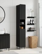 vidaXL Шкаф за баня с отворена рафт ZWOLLE Черно 30 x 31 x 1895 см