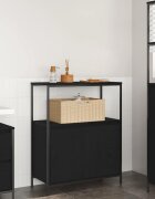 vidaXL Шкаф за баня с рафтове Черен дъб 765x35x95 cm