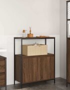 vidaXL Шкаф за баня с рафтове кафяв дъб 765x35x95 cm