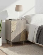 vidaXL Шкаф за баня с врата Сив 38 x 33 x 58 см Солидно мангово дърво