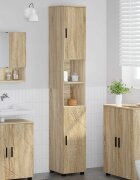 vidaXL Шкаф за баня със съхранение с врата Сонома дъб 30 x 35 x 192 см