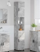 vidaXL Шкаф за баня със съхранение Циментено сиво 30 x 35 x 192 см