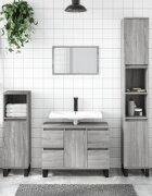 vidaXL Шкаф за баня сив сонома 30x30x100 см инженерно дърво