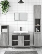vidaXL Шкаф за баня сив сонома 30x30x100 см инженерно дърво