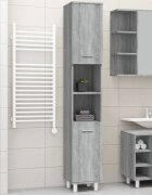 vidaXL Шкаф за баня сив сонома 30x30x179 см инженерно дърво