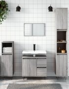vidaXL Шкаф за баня сив сонома 30x30x190 см инженерно дърво