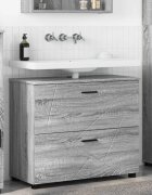 vidaXL Шкаф за баня Сив Сонома 765 x 35 x 64 см