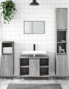 vidaXL Шкаф за баня сив сонома 80x33x60 см инженерно дърво