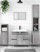 vidaXL Шкаф за баня сив сонома 80x33x60 см инженерно дърво