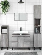 vidaXL Шкаф за баня сив сонома 80x33x60 см инженерно дърво