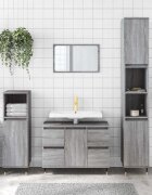 vidaXL Шкаф за баня сив сонома 80x33x60 см инженерно дърво