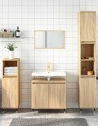 vidaXL Шкаф за баня сонома дъб 58x33x60 см инженерно дърво