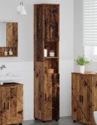 vidaXL Шкаф за баня Старо дърво 30 x 35 x 192 см