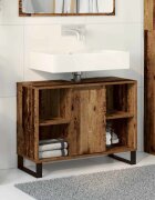 vidaXL Шкаф за баня Старо дърво 80 x 33 x 60 см Инженерна дървесина
