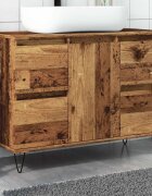 vidaXL Шкаф за баня старо дърво 80x33x60 см инженерно дърво