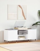 vidaXL Шкаф за грамофонни плочи бял 121x38x48 см инженерно дърво
