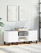 vidaXL Шкаф за грамофонни плочи бял 121x38x48 см инженерно дърво