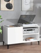 vidaXL Шкаф за грамофонни плочи бял 845x38x48 см инженерно дърво