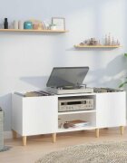 vidaXL Шкаф за грамофонни плочи бял гланц 121x38x48 см инженерно дърво