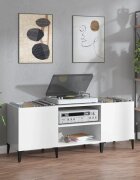 vidaXL Шкаф за грамофонни плочи бял гланц 121x38x48 см инженерно дърво