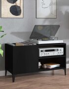 vidaXL Шкаф за грамофонни плочи черен 845x38x48 см инженерно дърво