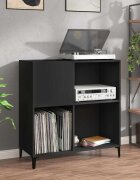 vidaXL Шкаф за грамофонни плочи черен 845x38x89 см инженерно дърво