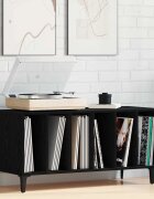 vidaXL Шкаф за грамофонни плочи с рафт Черния дъб 100 x 38 x 48 см