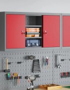 vidaXL Шкаф за инструменти Червен и сив 100 x 20 x 55 см Стомана