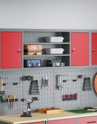 vidaXL Шкаф за инструменти Червен и сив 150 x 20 x 55 см Стомана