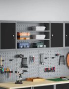 vidaXL Шкаф за инструменти с рафт Черен и Сив 150 x 20 x 55 см Стомана