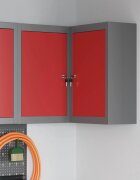 vidaXL Шкаф за инструменти с рафт Червен и сив 55 x 55 x 55 см Стомана
