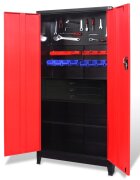 vidaXL Шкаф за инструменти стомана 90x40x180 cм червено и черно