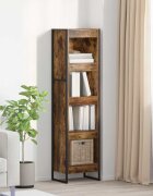 vidaXL Шкаф за книги 40 x 30 x 155 см Инженерна дървесина Димящ дъб