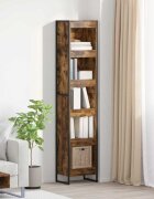 vidaXL Шкаф за книги 40 x 30 x 1895 см Инженерна дървесина Димящ дъб