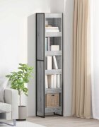 vidaXL Шкаф за книги 40 x 30 x 1895 см Инженерна дървесина Сив Сонома