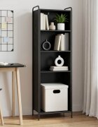 vidaXL Шкаф за книги 555 x 33 x 174 см Инженерна дървесина Черен дъб