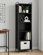 vidaXL Шкаф за книги 555 x 33 x 174 см Инженерна дървесина Черен дъб