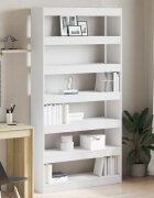 vidaXL Шкаф за книги 6 нива 100 x 30 x 198 см Инженерна дървесина Бяло
