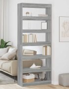 vidaXL Шкаф за книги 6 нива 80 x 30 x 198 см Инженерна дървесина