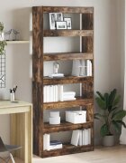 vidaXL Шкаф за книги 6 нива 80 x 30 x 198 см Инженерна дървесина