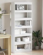 vidaXL Шкаф за книги 6 нива 80 x 30 x 198 см Инженерна дървесина Бяло