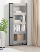 vidaXL Шкаф за книги 60 x 30 x 155 см Инженерна дървесина Сив Сонома